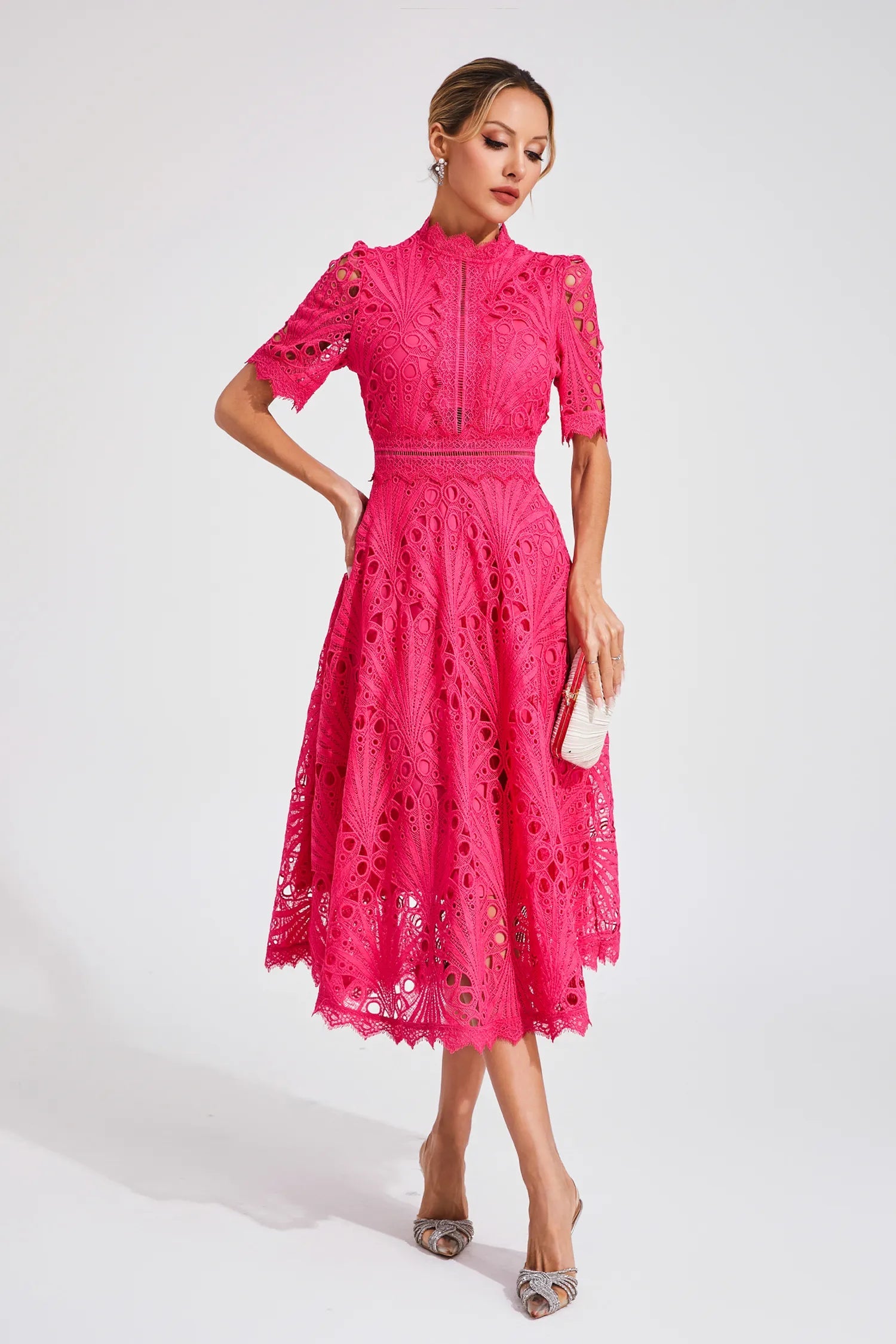 Elegante Kanten Midi-Jurk | Dames Jurken Bruiloft Zomer 3