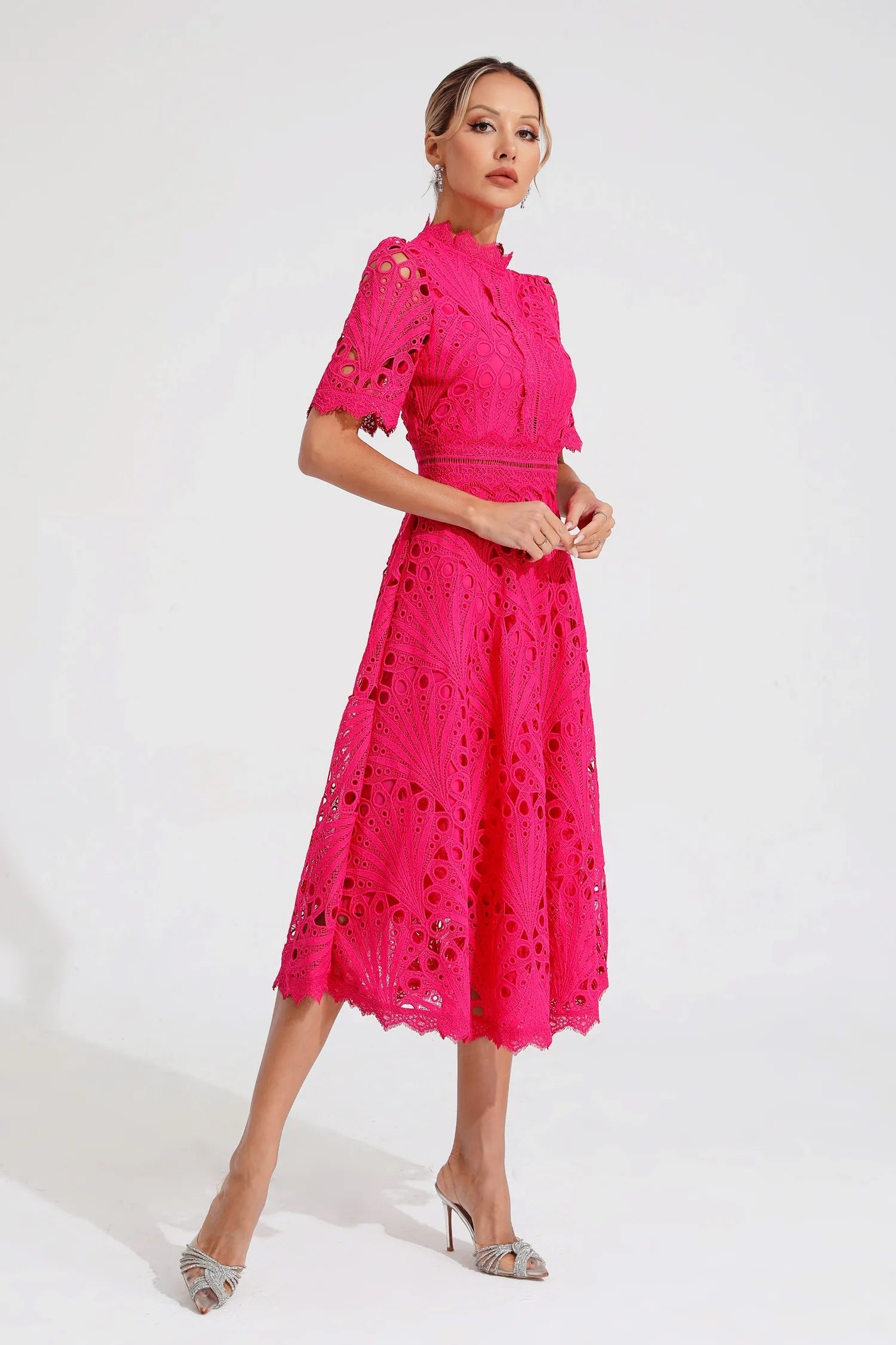 Elegante Kanten Midi-Jurk | Dames Jurken Bruiloft Zomer 6