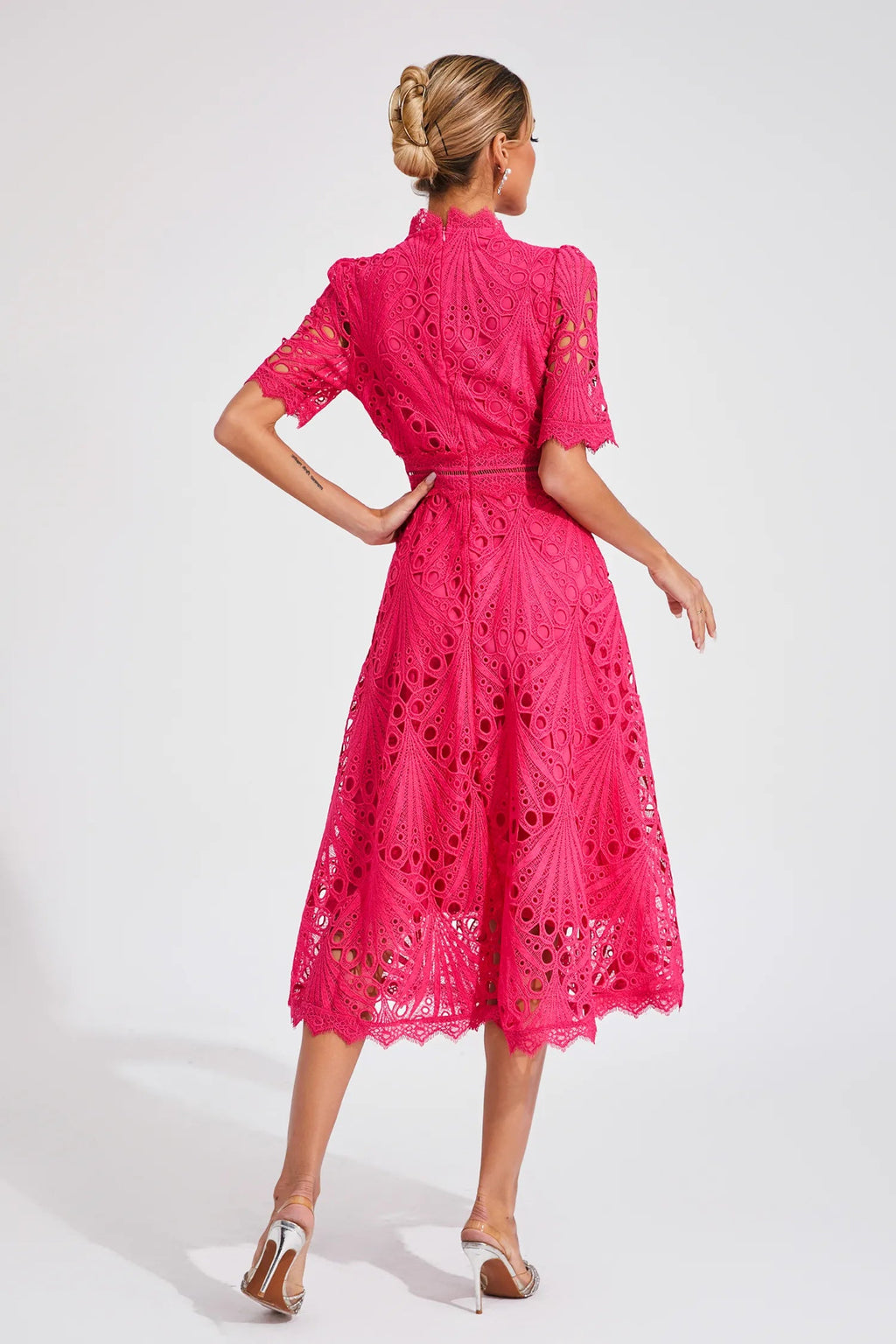 Elegante Kanten Midi-Jurk | Dames Jurken Bruiloft Zomer 7