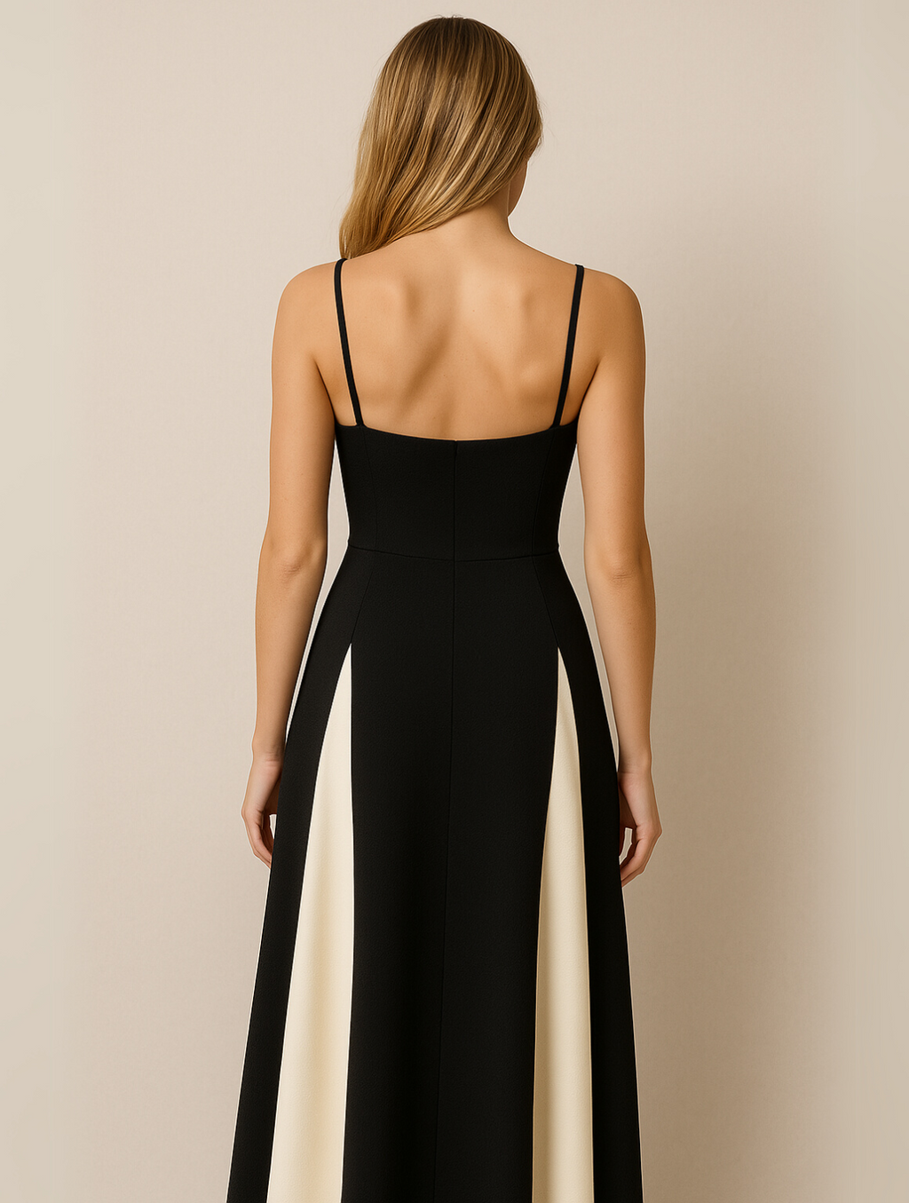 Elegante Lange Jurk Dames | Avondjurk Met Contrasterend Paneel 3