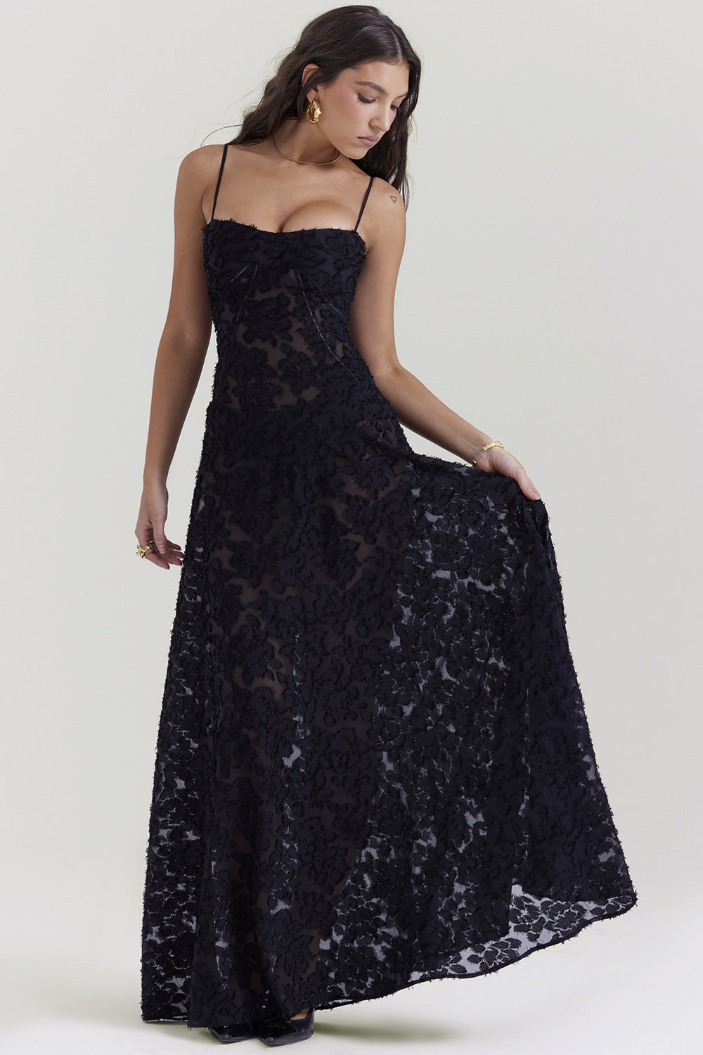 Elegante Maxi Jurk Dames | Slanke Lange Jurk met Spaghettibandjes 3