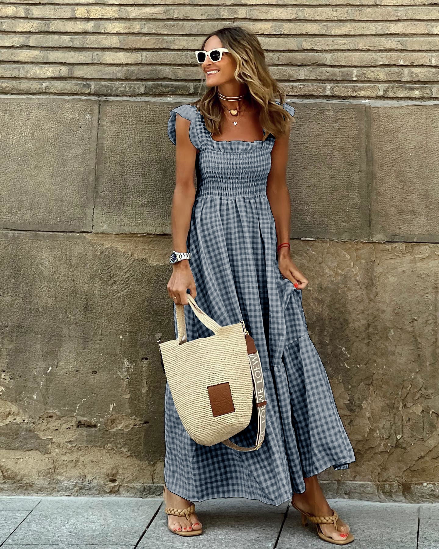 Elegante Maxi Jurk Met Ruches | Lange Jurk Dames 4