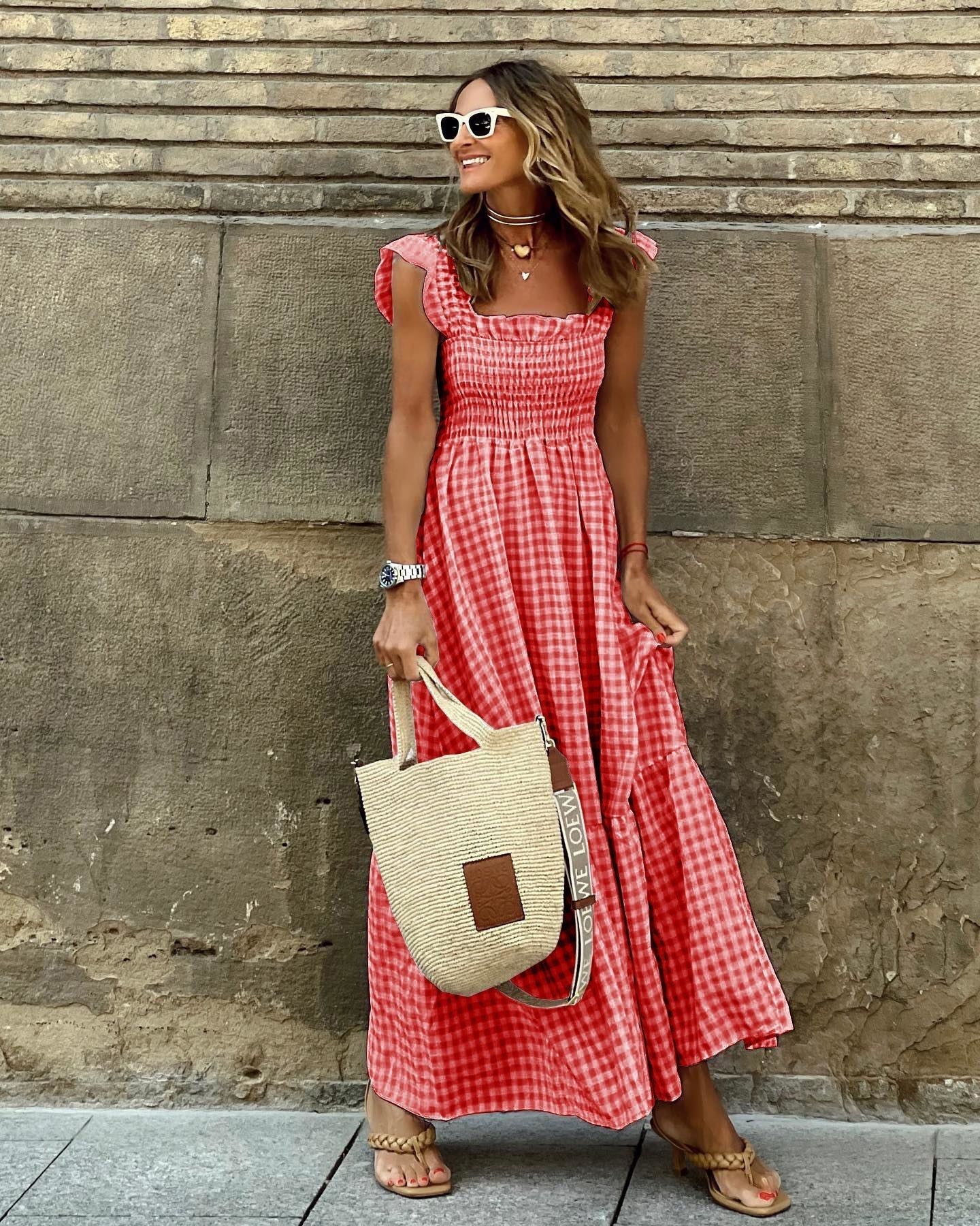 Elegante Maxi Jurk Met Ruches | Lange Jurk Dames 5