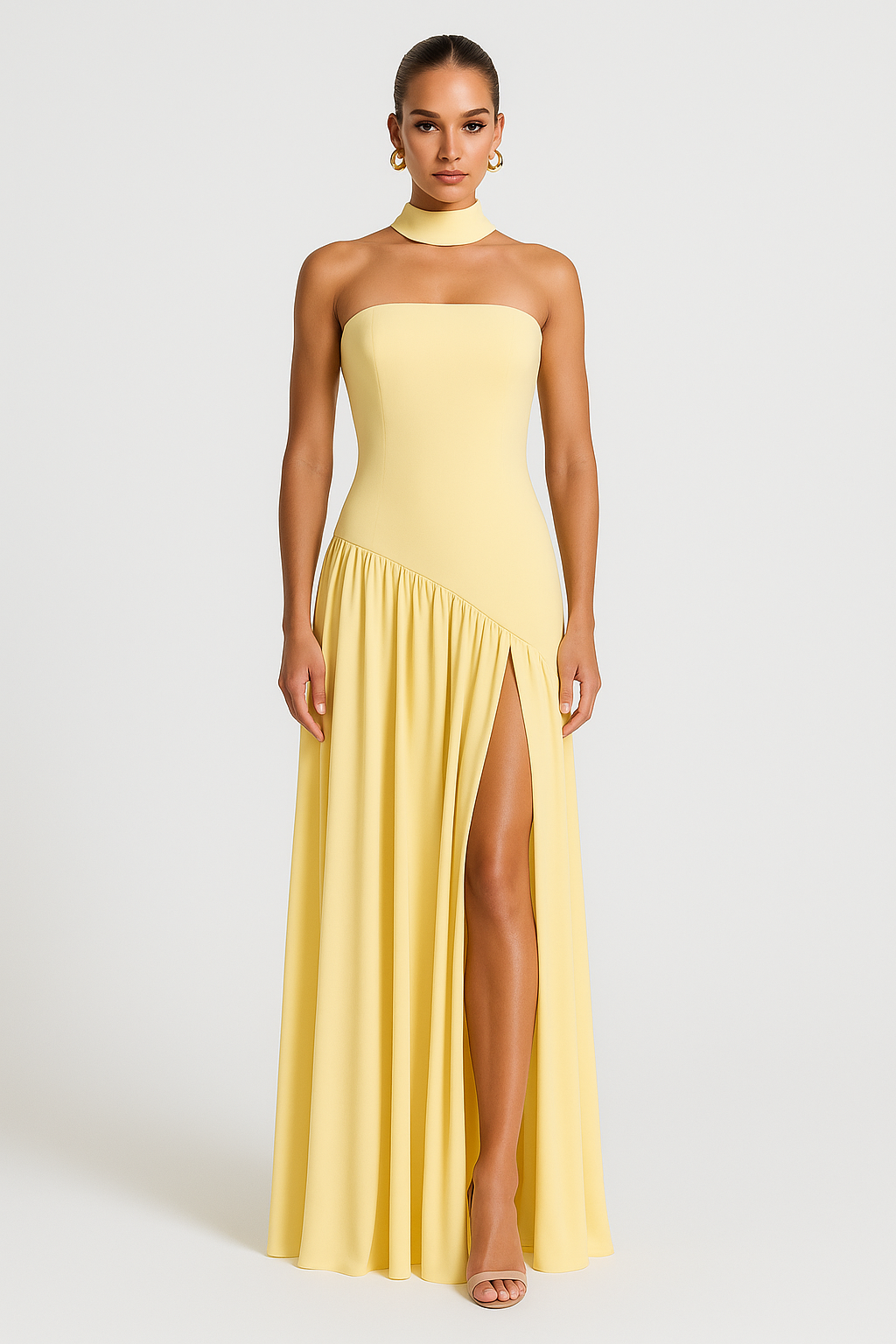 Elegante Strapless Galajurk met Hoge Split | Dames Jurk 0