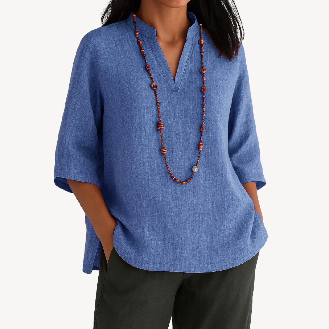 Elegante Tuniektop Dames | V-hals 3/4 Mouwen Top 0