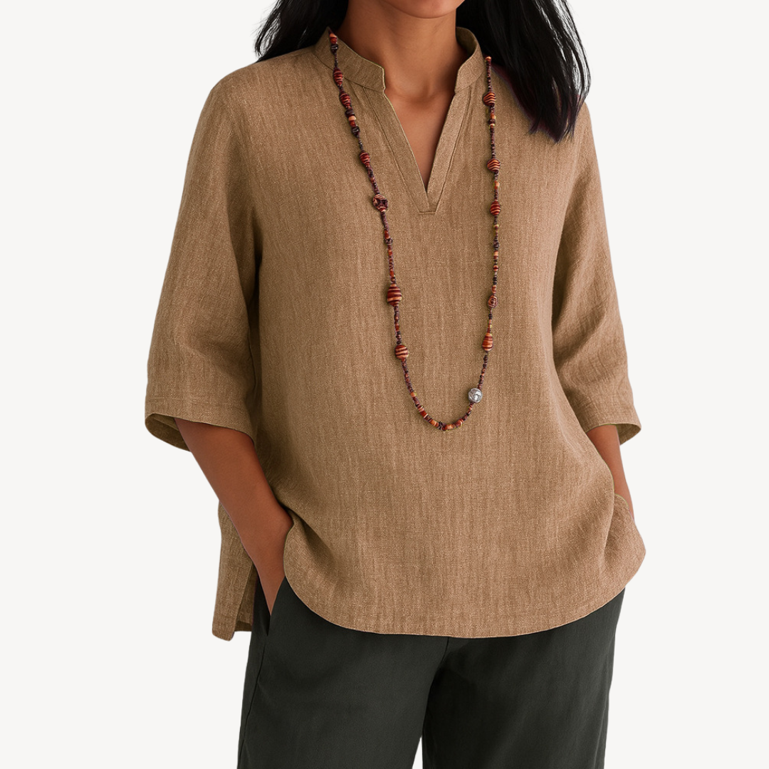 Elegante Tuniektop Dames | V-hals 3/4 Mouwen Top 1