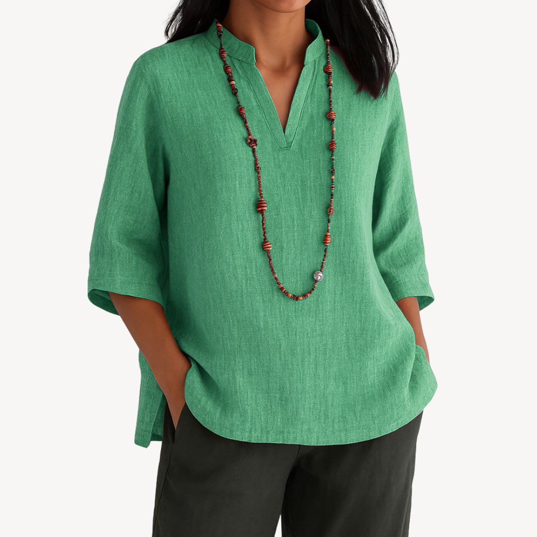 Elegante Tuniektop Dames | V-hals 3/4 Mouwen Top 2