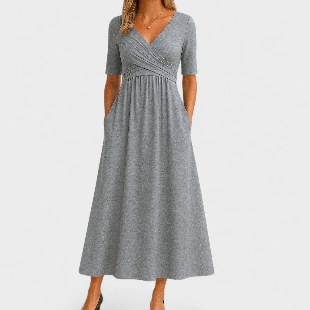 Elegantie | Midi Jurk Dames V-hals Flatterend 0