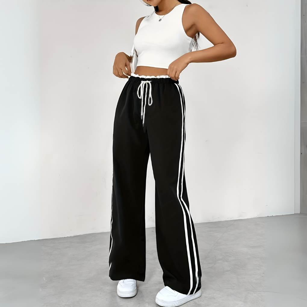 Ella | Sportieve Wijde Broek Dames met Hoge Taille 0