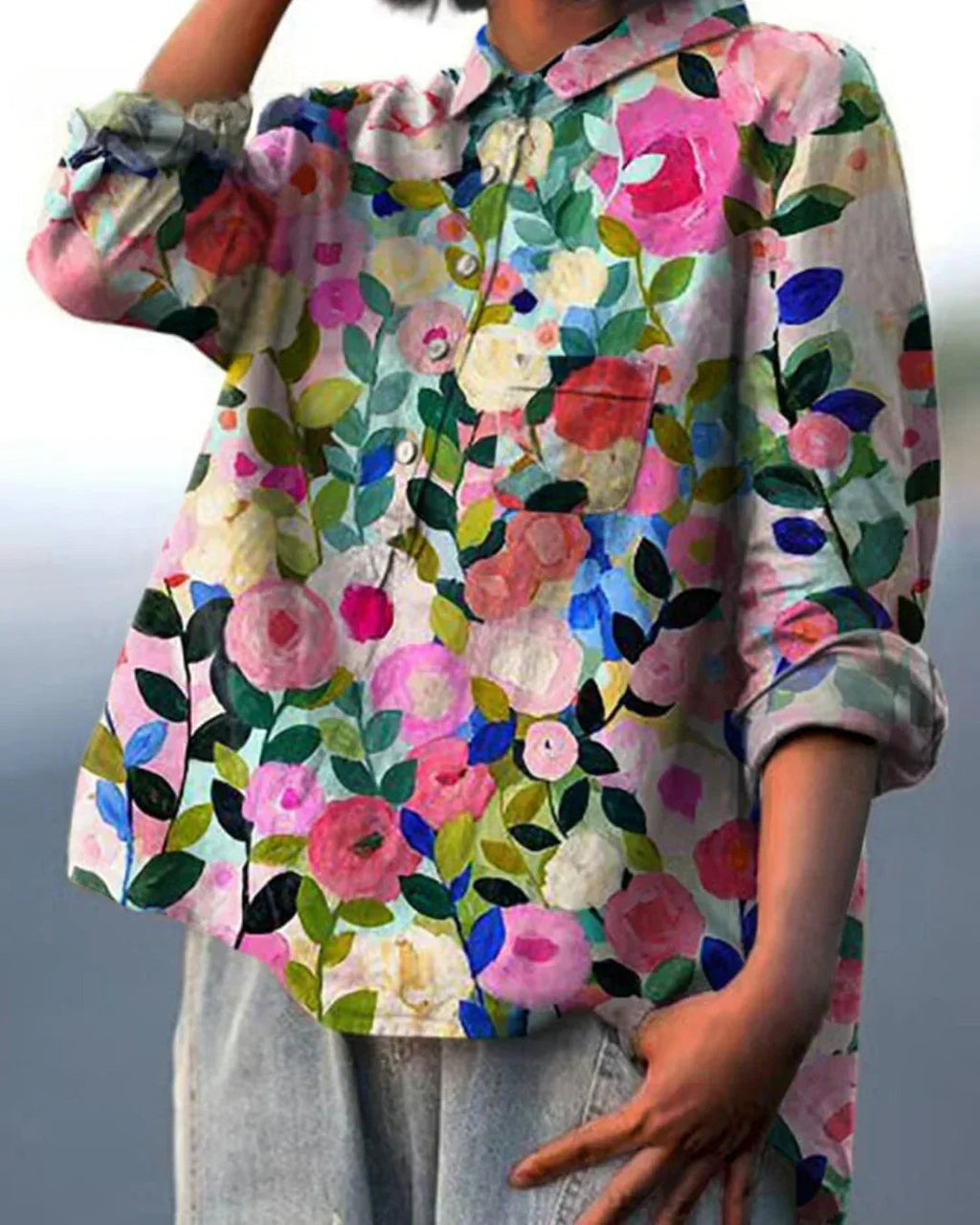 Elysia | Vintage Bloemenblouse Elegante V-hals Dames 1