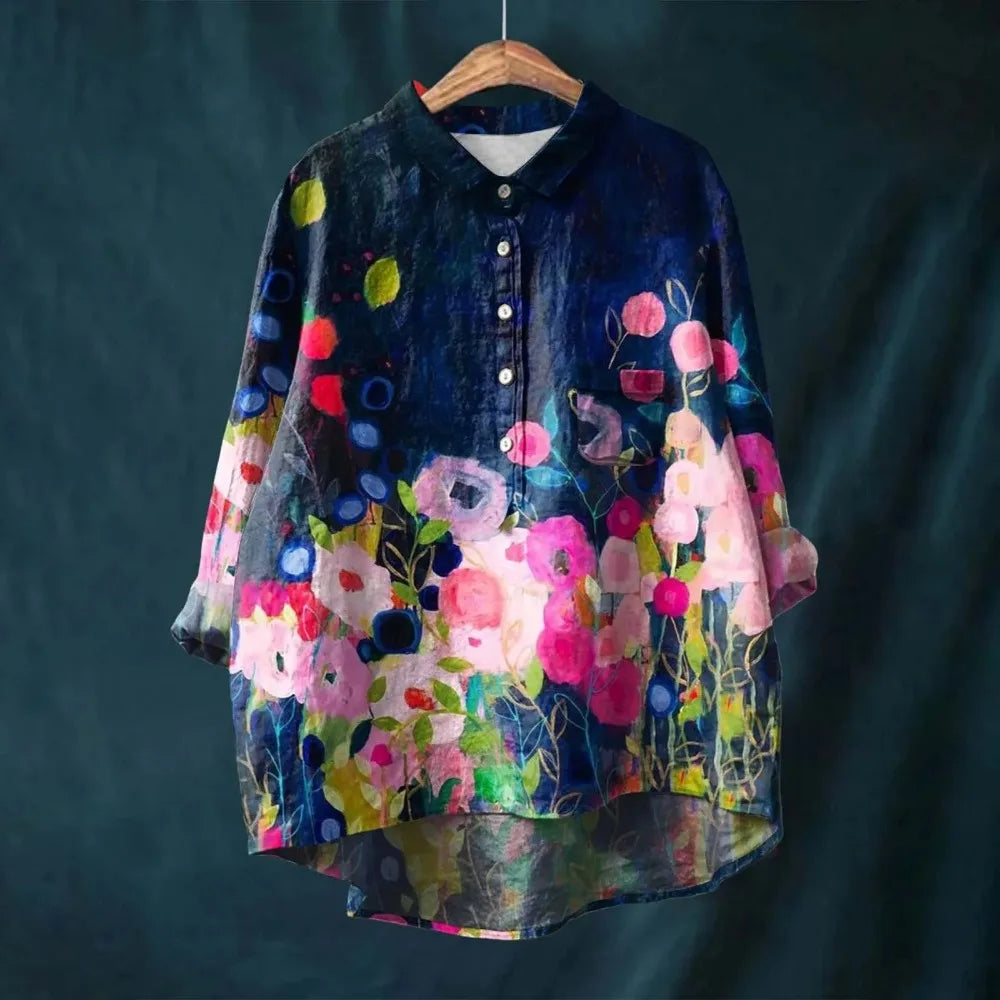 Elysia | Vintage Bloemenblouse Elegante V-hals Dames 4