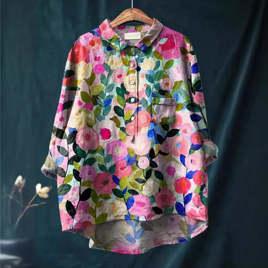 Elysia | Vintage Bloemenblouse Elegante V-hals Dames 5