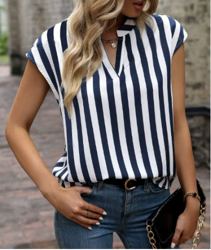 Fenny | Casual Blouse Dames met V-hals en Korte Mouwen 0