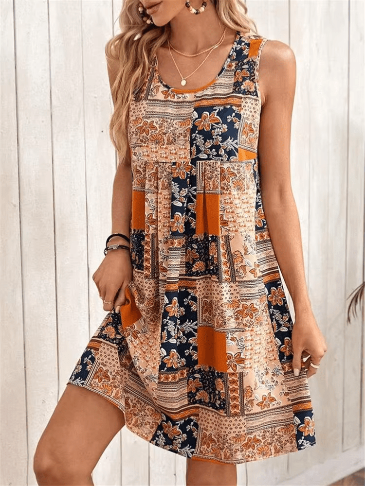 Fleur | Boho Mini Jurk Mouwloos Patchwork 0