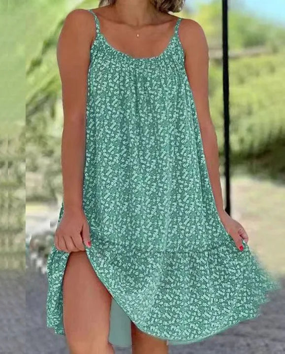 Fleur | Damesjurk Zomer Bloemenprint Spaghetti Bandjes 13