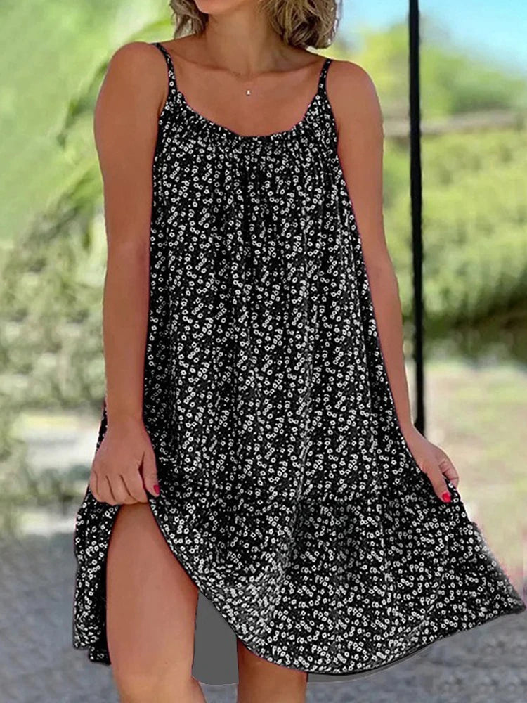 Fleur | Damesjurk Zomer Bloemenprint Spaghetti Bandjes 4