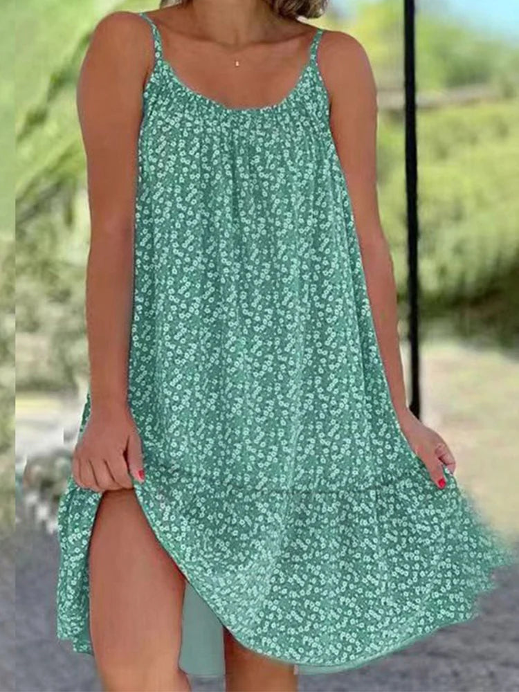 Fleur | Damesjurk Zomer Bloemenprint Spaghetti Bandjes 5