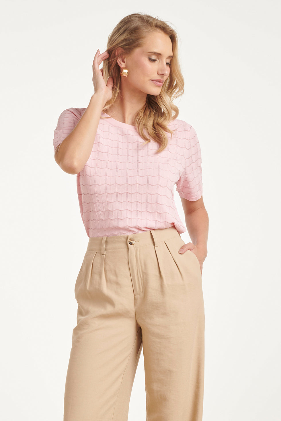 Gebreide Top Met Lurex | Luxe Roze - Gouden Top 0