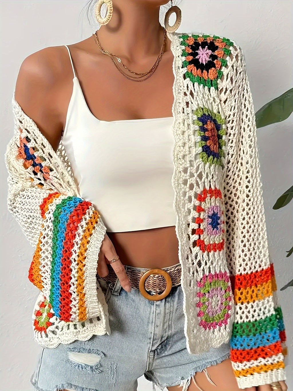 Gehaakt Dames Vest Multicolor | Vesten Dames Bohemian Mode 2