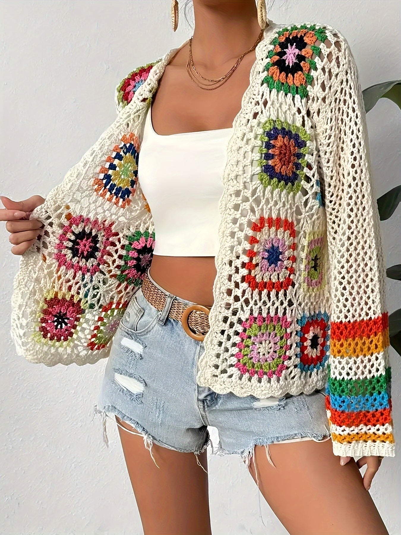 Gehaakt Dames Vest Multicolor | Vesten Dames Bohemian Mode 3