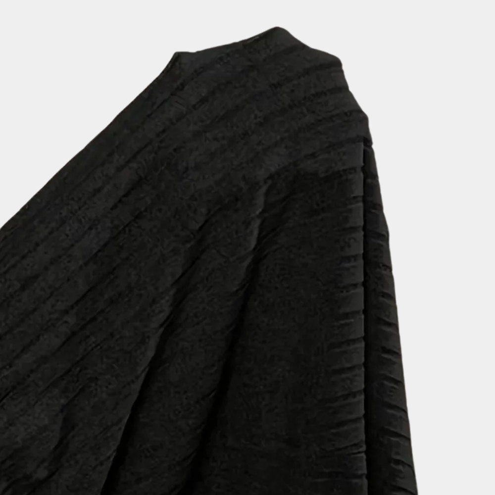 Geribbelde Zwarte Lange Rok Selina | Modieuze Maxi Rok 5