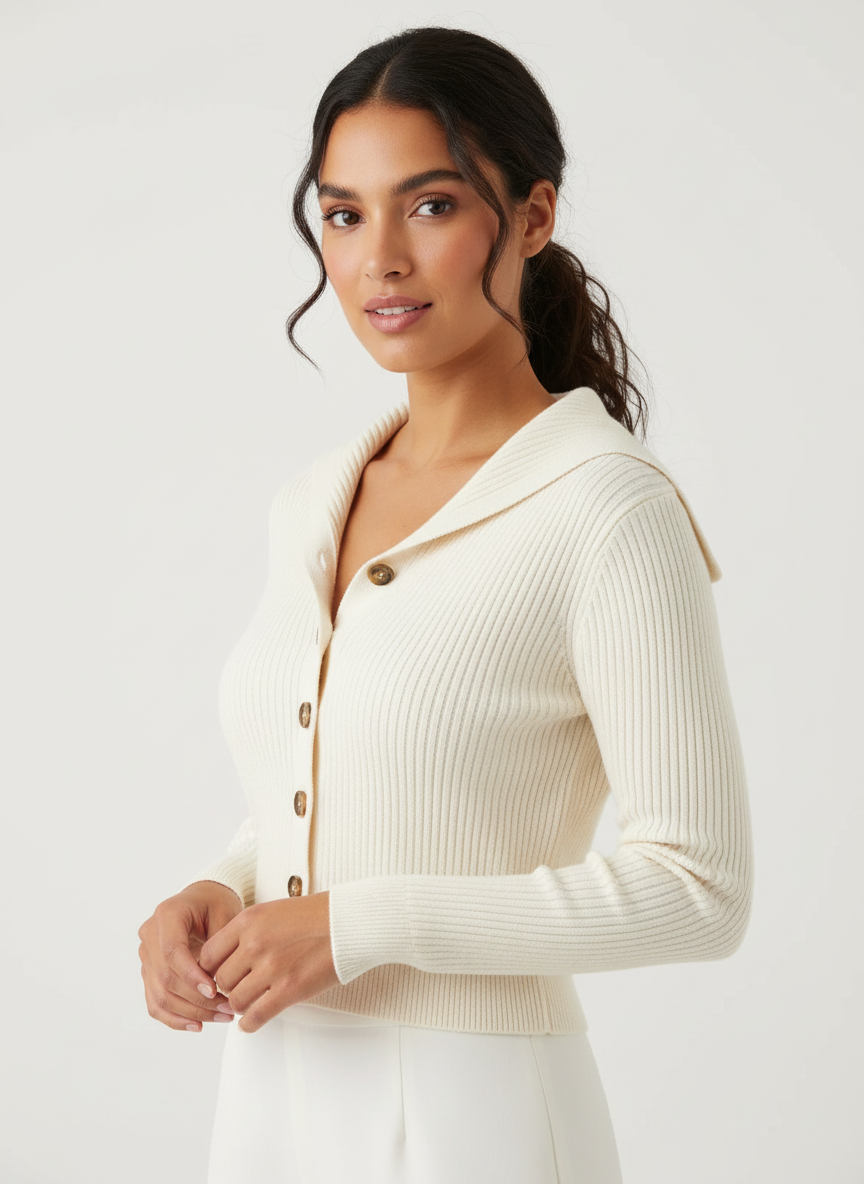 Geribd Cropped Vest met Knopen | Dames Vest 0