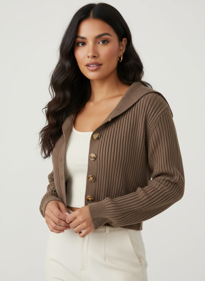 Geribd Cropped Vest met Knopen | Dames Vest 2