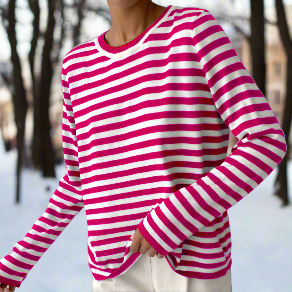 Gestreept Katoenen T-shirt Dames | Lange Mouwen Tops Dames 9