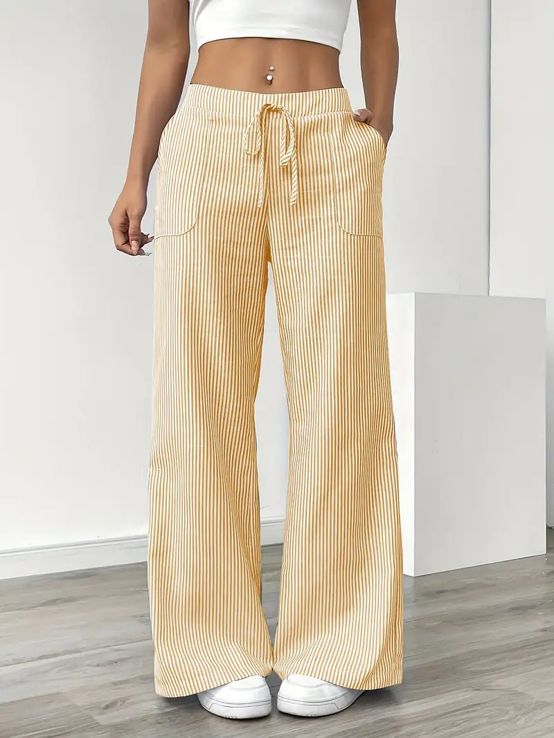 Gestreepte Flared Broek | Pantalon Dames met Zakken 0