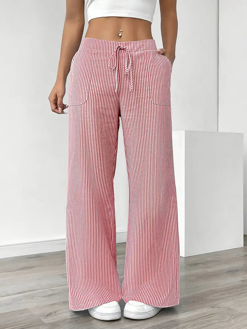 Gestreepte Flared Broek | Pantalon Dames met Zakken 1