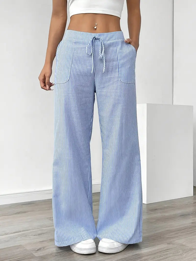 Gestreepte Flared Broek | Pantalon Dames met Zakken 2