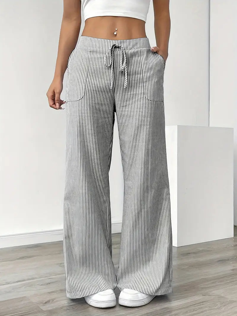 Gestreepte Flared Broek | Pantalon Dames met Zakken 3
