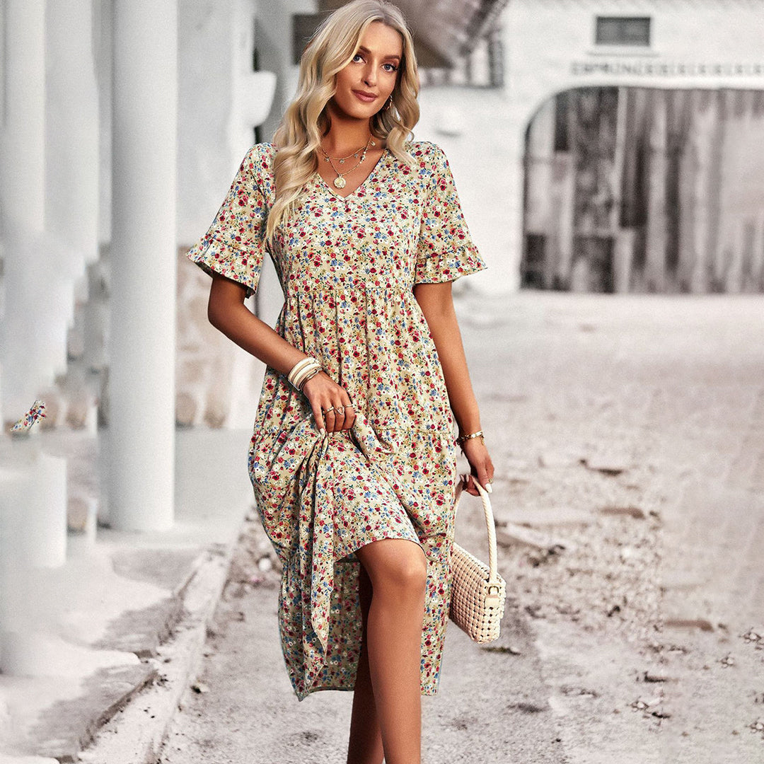 Gillian | Zomerjurk Dames met Bloemenprint Midi 0