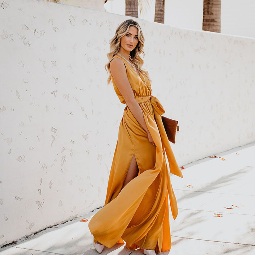 Gisèle | Lange Jurk Dames Met Zijsplit Elegante Maxi Stijl 0