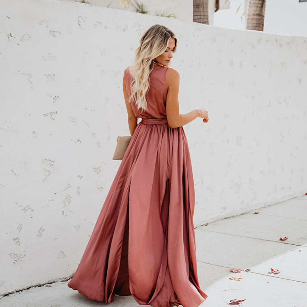 Gisèle | Lange Jurk Dames Met Zijsplit Elegante Maxi Stijl 1