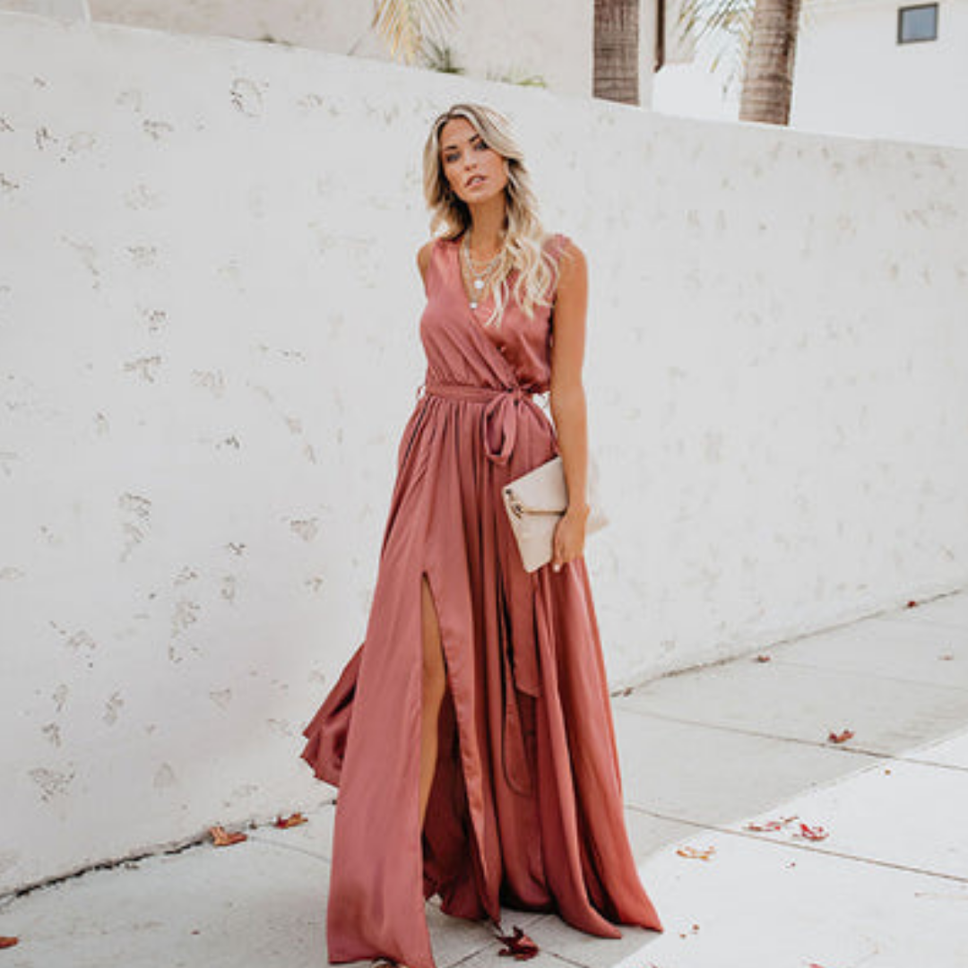 Gisèle | Lange Jurk Dames Met Zijsplit Elegante Maxi Stijl 3