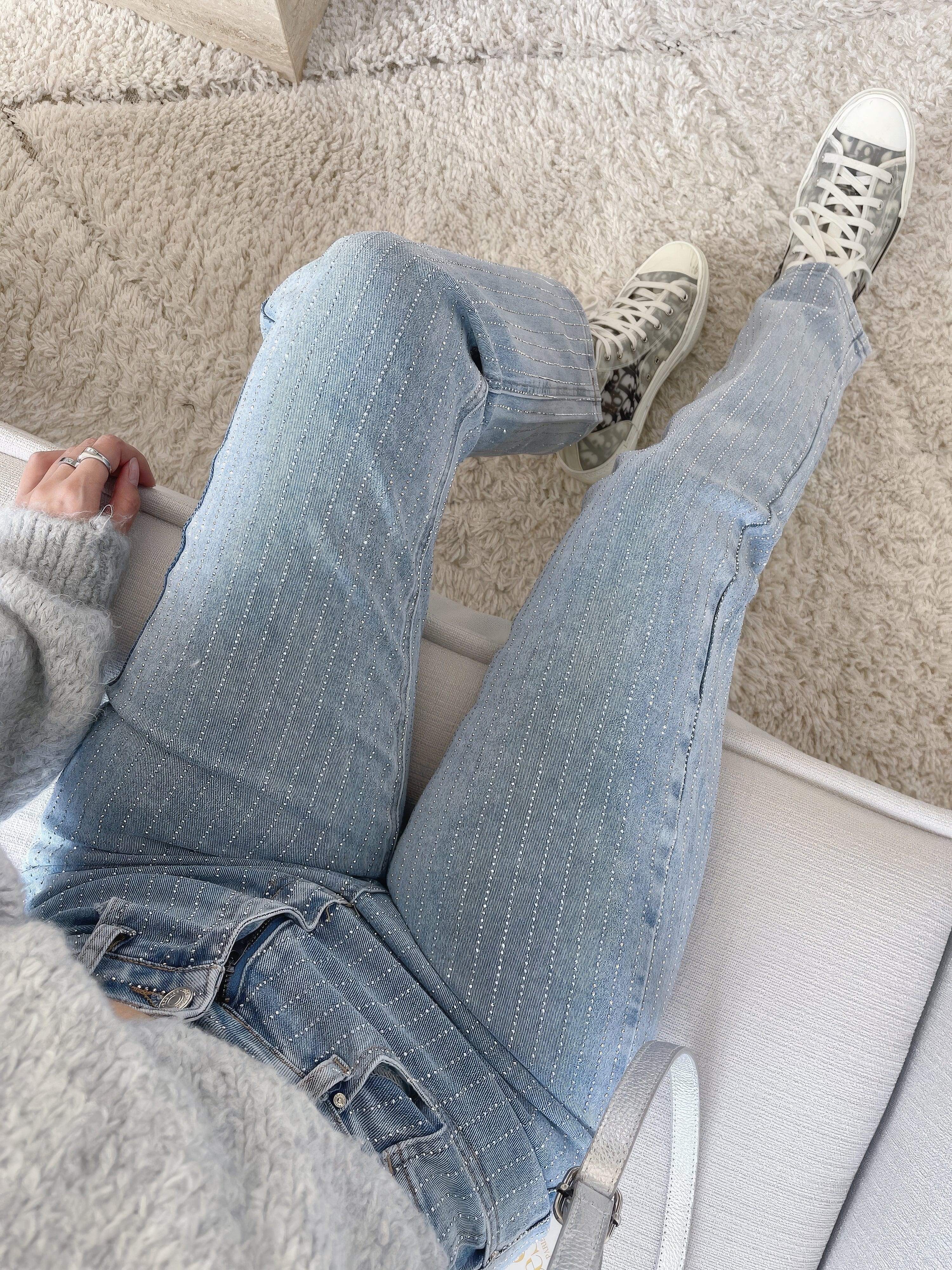 Glitter Spijkerbroek Dames | Regular Fit Zwarte Denim 1