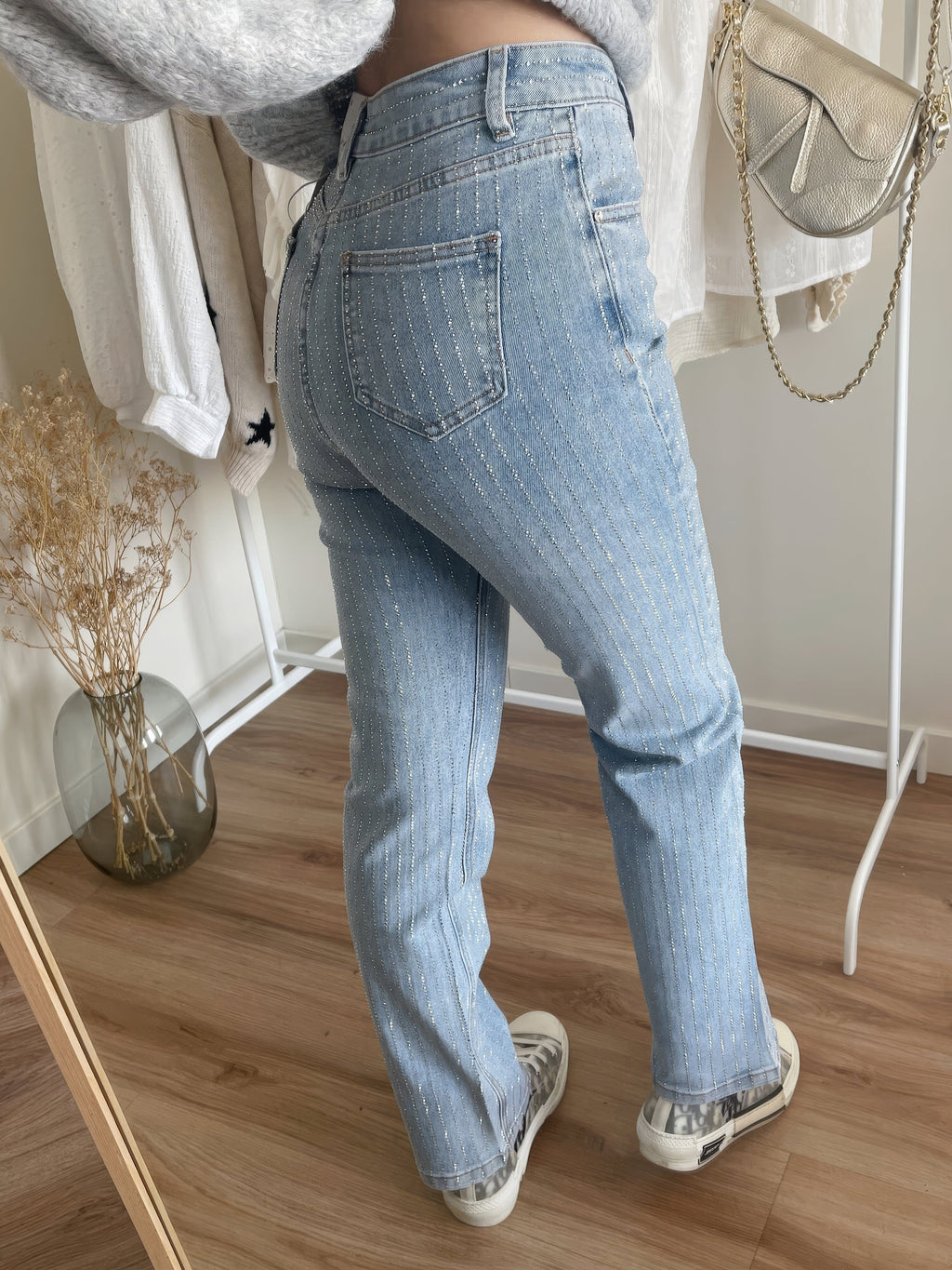 Glitter Spijkerbroek Dames | Regular Fit Zwarte Denim 2