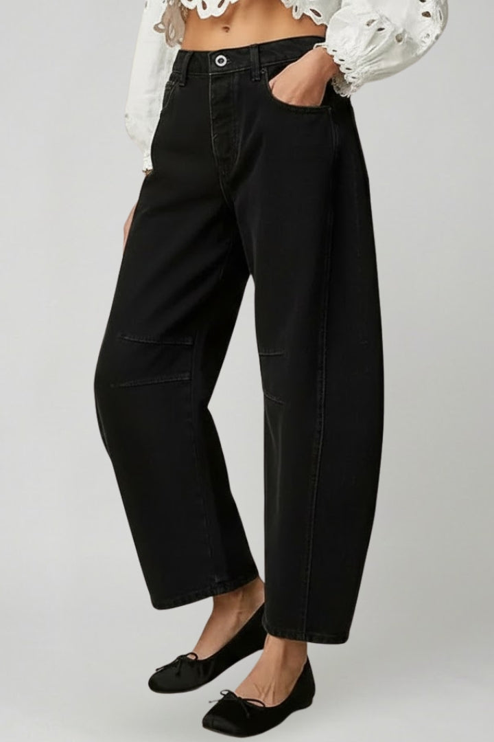 Grijze Dames Jeans High Waist | Wijde Pijpen Denim 3