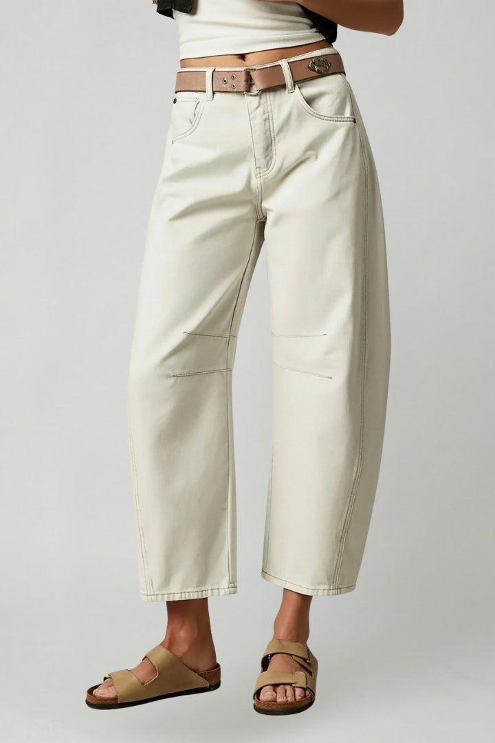 Grijze Dames Jeans High Waist | Wijde Pijpen Denim 5