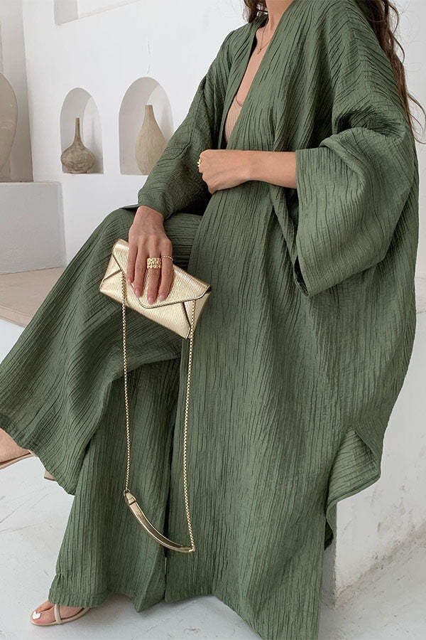 Grynet Geplooide Kimonoset | Elegante Tweedelige Set 4