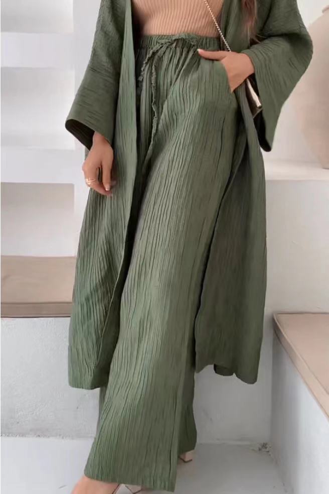 Grynet Geplooide Kimonoset | Elegante Tweedelige Set 5
