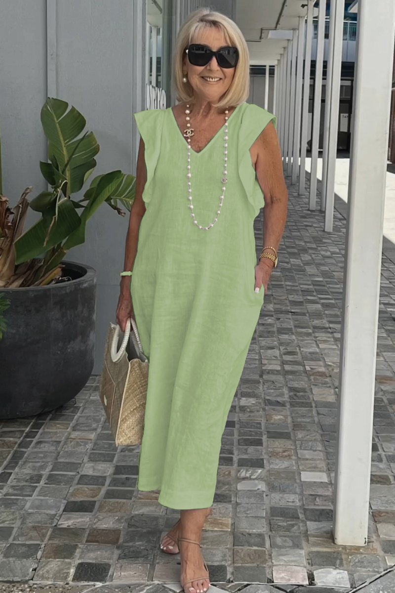 Hallie | Mouwloze Zomerjurk Dames V-Hals Midi Wit 10