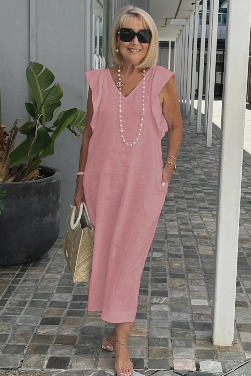 Hallie | Mouwloze Zomerjurk Dames V-Hals Midi Wit 13