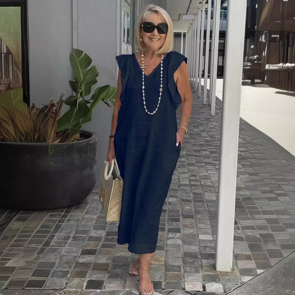 Hallie | Mouwloze Zomerjurk Dames V-Hals Midi Wit 2