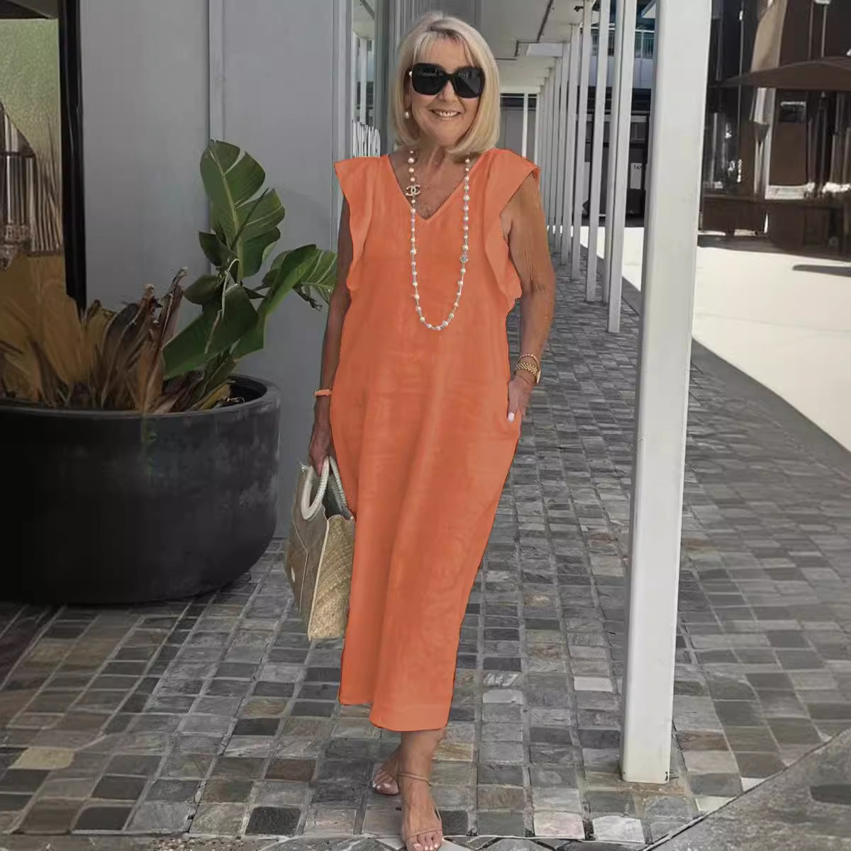 Hallie | Mouwloze Zomerjurk Dames V-Hals Midi Wit 3