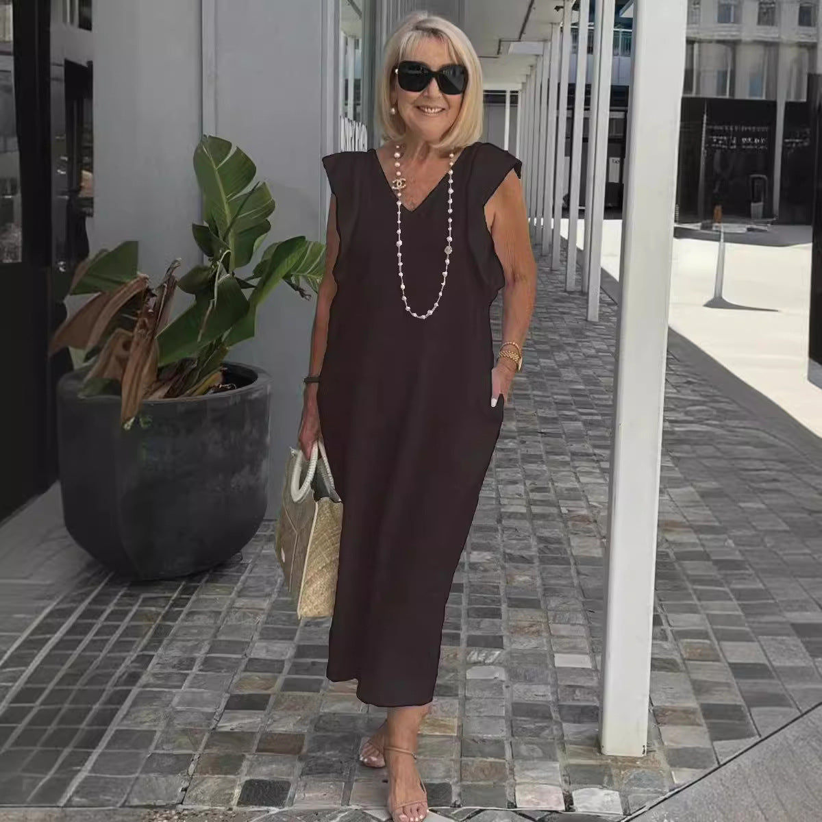 Hallie | Mouwloze Zomerjurk Dames V-Hals Midi Wit 5