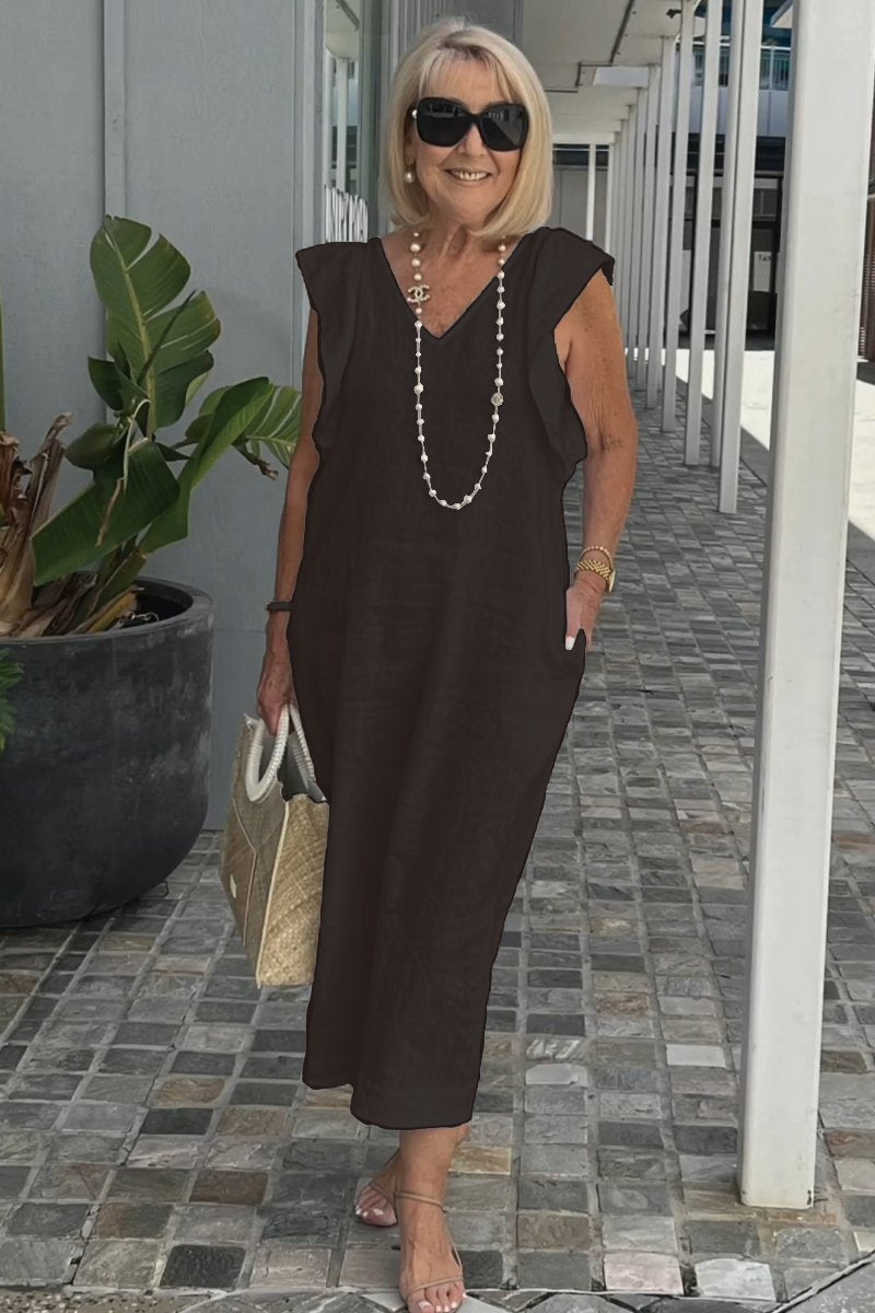 Hallie | Mouwloze Zomerjurk Dames V-Hals Midi Wit 6