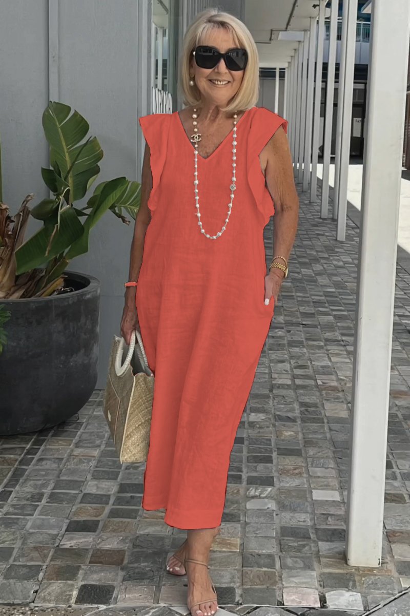 Hallie | Mouwloze Zomerjurk Dames V-Hals Midi Wit 8