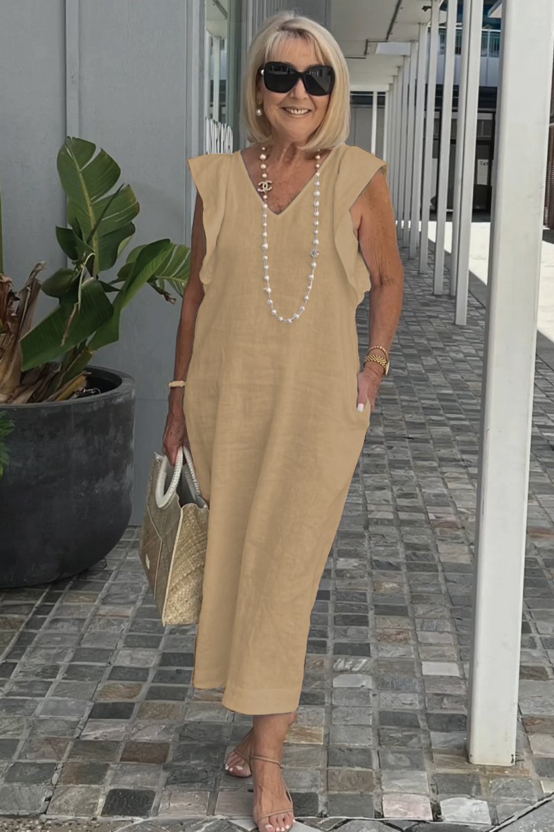 Hallie | Mouwloze Zomerjurk Dames V-Hals Midi Wit 9